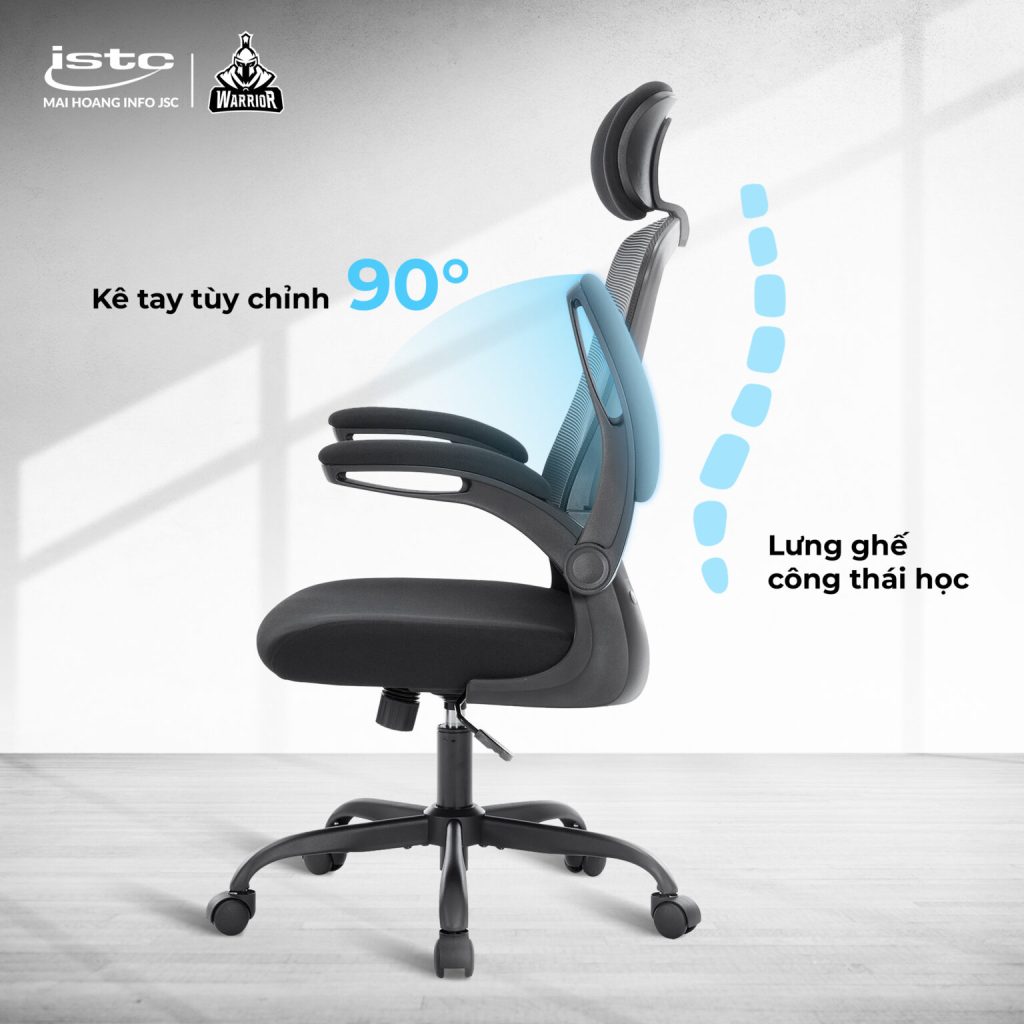 Ghế công thái học ergonomic WARRIOR – Pawn series – WEC106 Black
